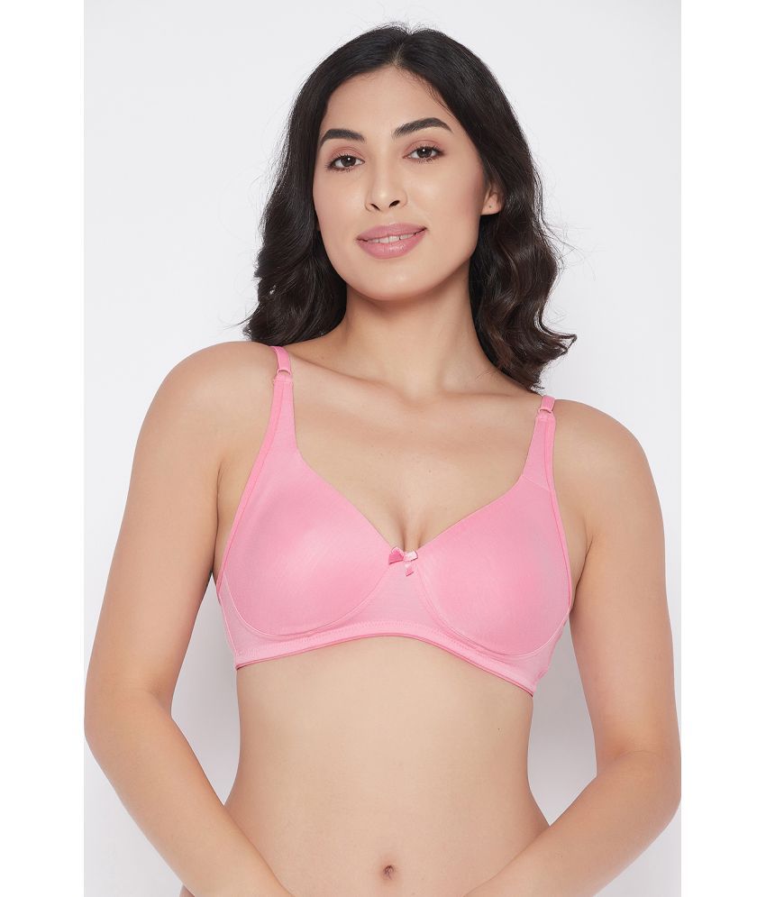     			Clovia - 100% Cotton Solid Pink Women's Non Padded ( Pack of 1 )