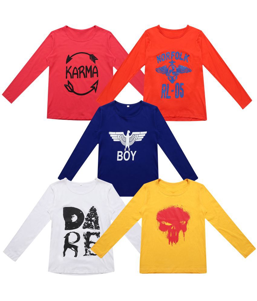     			Diaz - 100% Cotton Regular Fit Multicolor Boys T-Shirt ( Pack of 5 )