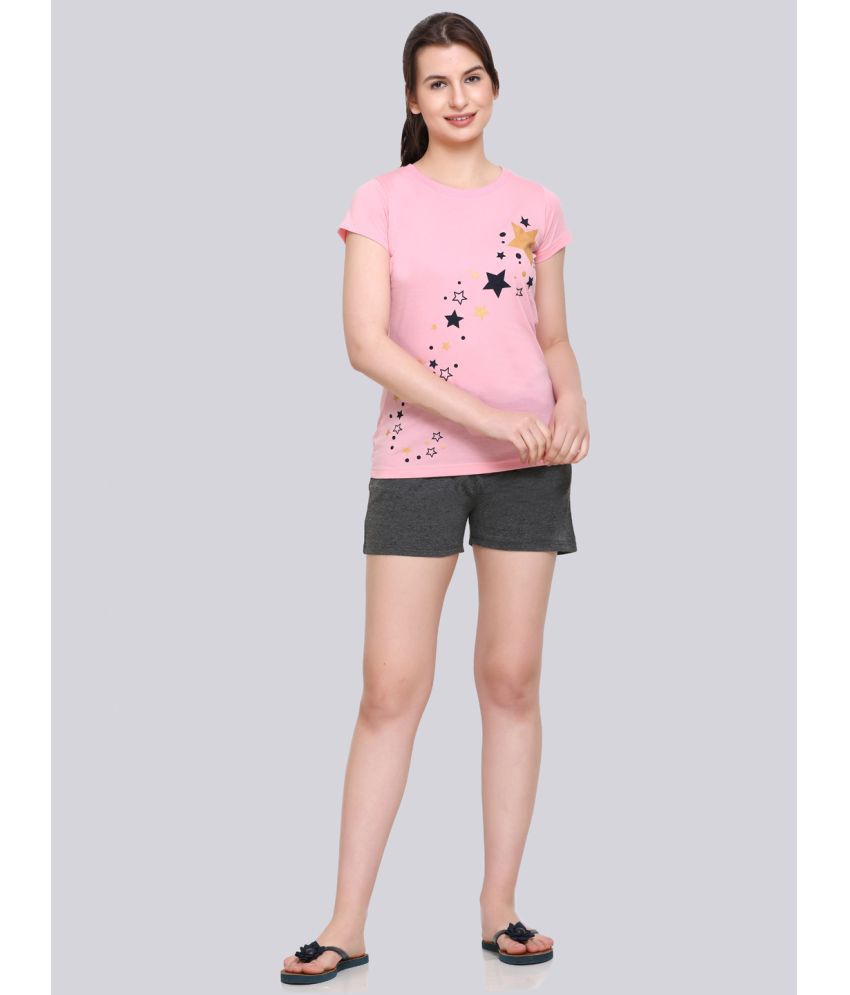     			OBAAN 100% Cotton Pink Women's Nightwear Nightsuit Sets ( Pack of 1 )