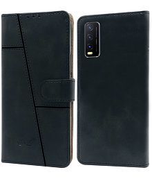 NBOX - Black Flip Cover Compatible For Vivo Y12s ( Pack of 1 )
