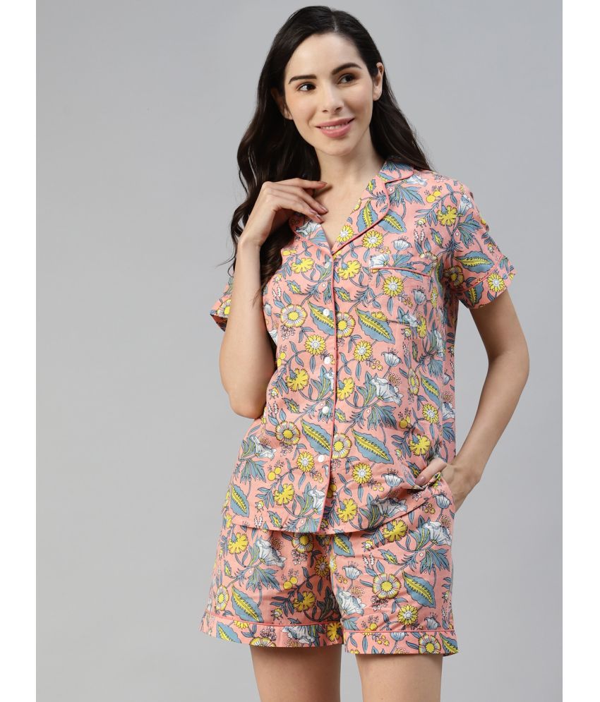     			Divena 100% Cotton Peach Women's Nightwear Nightsuit Sets ( Pack of 1 )