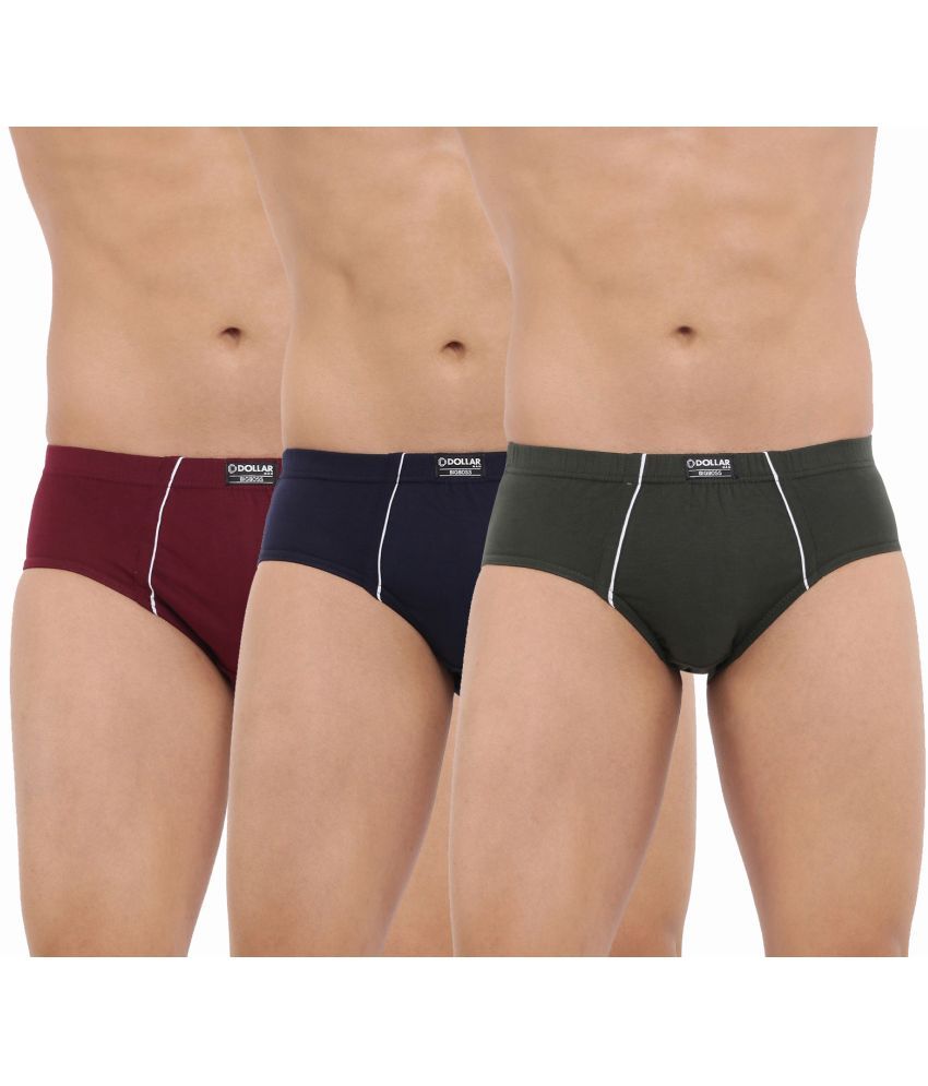     			Pack of 3 Dollar Bigboss Assorted Solid Cotton Blend Men Brief