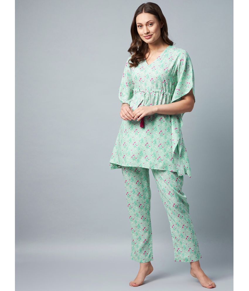     			StyleStone Rayon Sea Green Women's Nightwear Nightsuit Sets ( Pack of 1 )