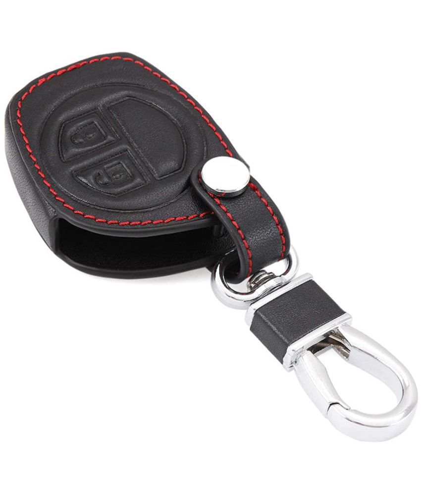     			DALUCI Leather Car Key Cover for Maruti Suzuki Key Cover (for Maruti Black & Red)