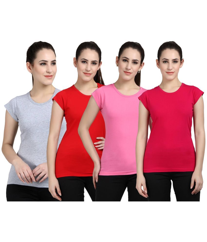     			Diaz - 100% Cotton Regular Multicolor Women's T-Shirt ( Pack of 4 )