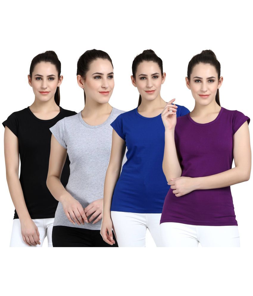     			Diaz - 100% Cotton Regular Multicolor Women's T-Shirt ( Pack of 4 )