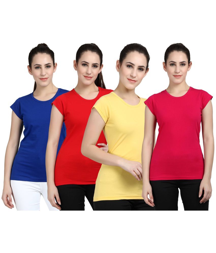     			Diaz - 100% Cotton Regular Multicolor Women's T-Shirt ( Pack of 4 )