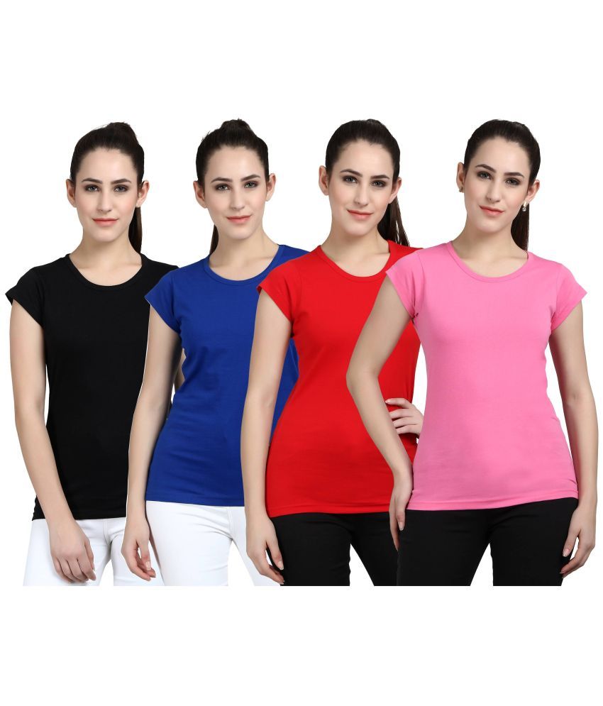     			Diaz - 100% Cotton Regular Multicolor Women's T-Shirt ( Pack of 4 )