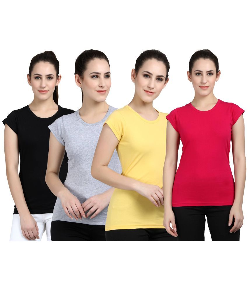     			Diaz - 100% Cotton Regular Multicolor Women's T-Shirt ( Pack of 4 )