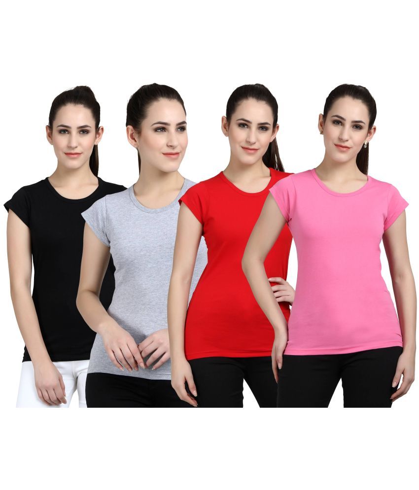     			Diaz - 100% Cotton Regular Multicolor Women's T-Shirt ( Pack of 4 )