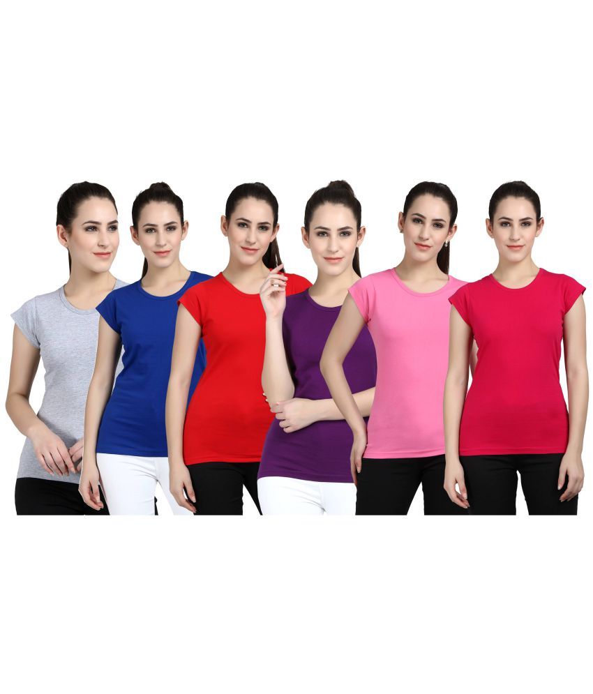     			Diaz - 100% Cotton Regular Multicolor Women's T-Shirt ( Pack of 6 )