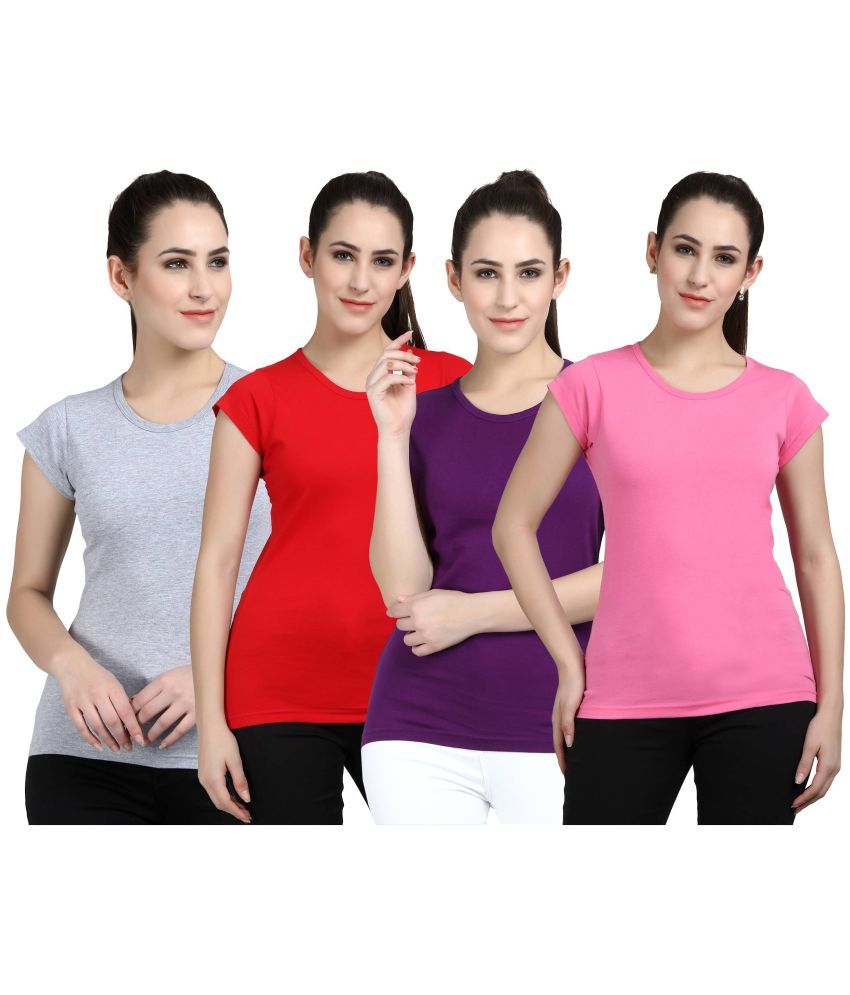     			Diaz - 100% Cotton Regular Multicolor Women's T-Shirt ( Pack of 4 )