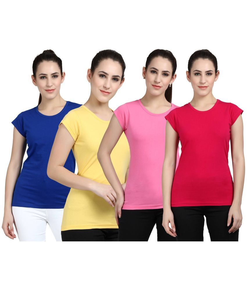     			Diaz - 100% Cotton Regular Multicolor Women's T-Shirt ( Pack of 4 )