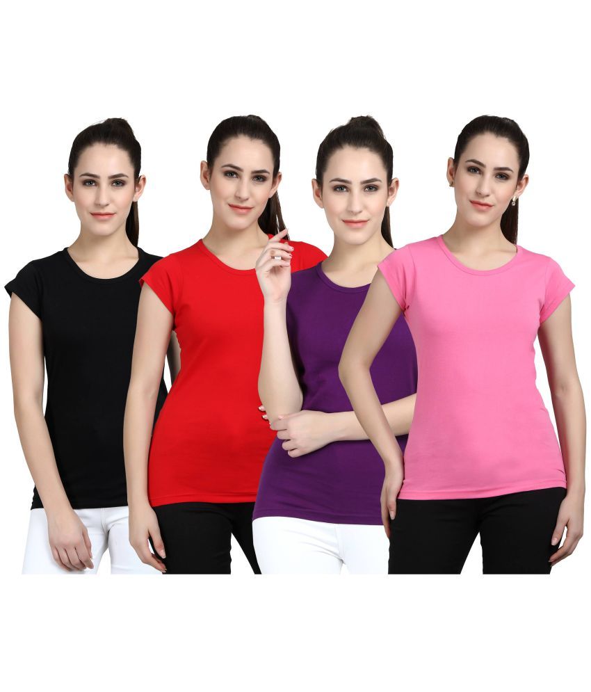     			Diaz - 100% Cotton Regular Multicolor Women's T-Shirt ( Pack of 4 )