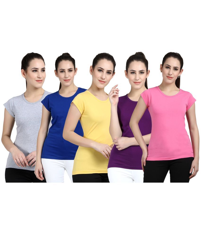     			Diaz - 100% Cotton Regular Multicolor Women's T-Shirt ( Pack of 5 )