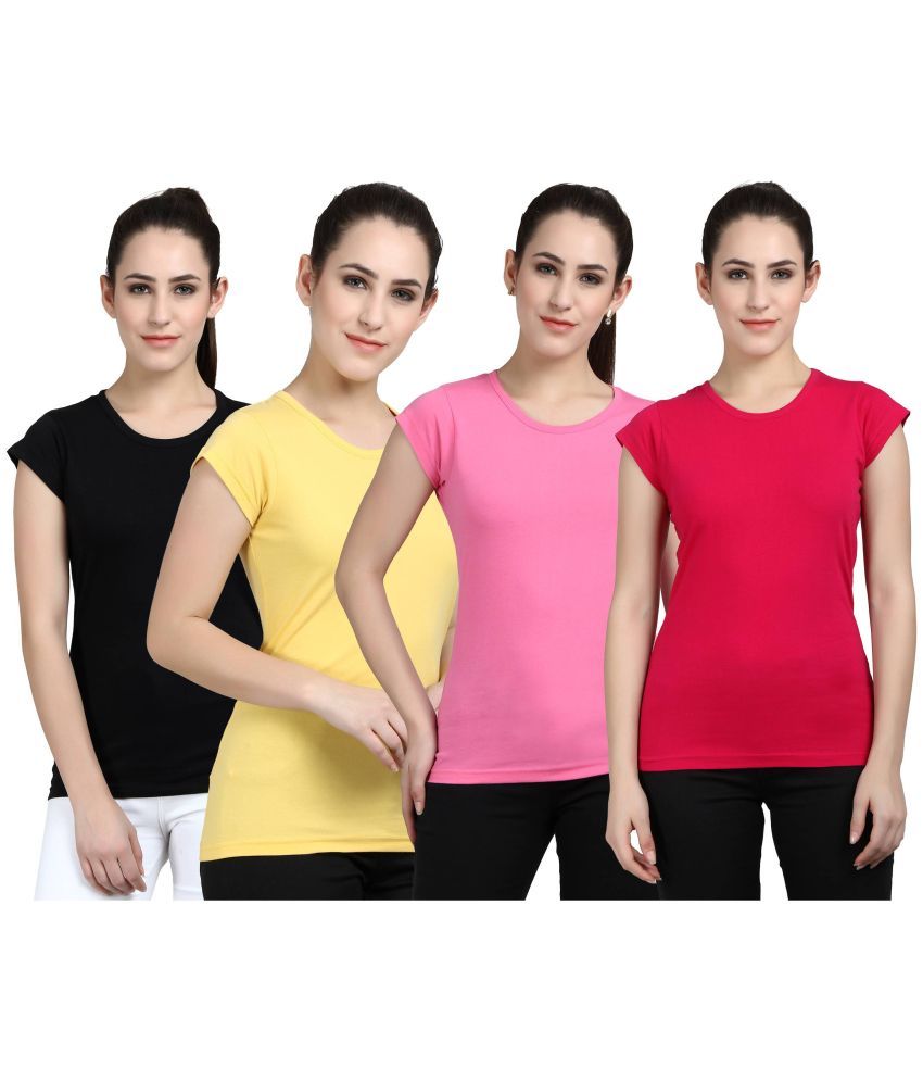     			Diaz - 100% Cotton Regular Multicolor Women's T-Shirt ( Pack of 4 )