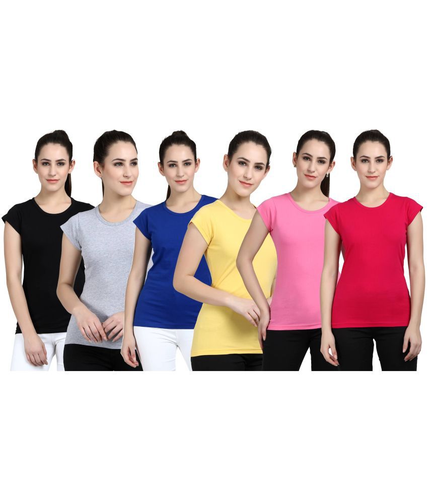     			Diaz - 100% Cotton Regular Multicolor Women's T-Shirt ( Pack of 6 )