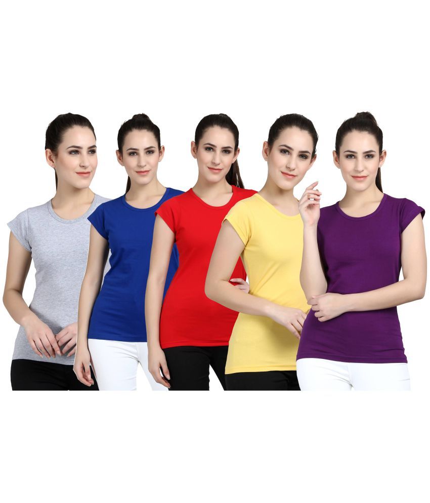     			Diaz - 100% Cotton Regular Multicolor Women's T-Shirt ( Pack of 5 )