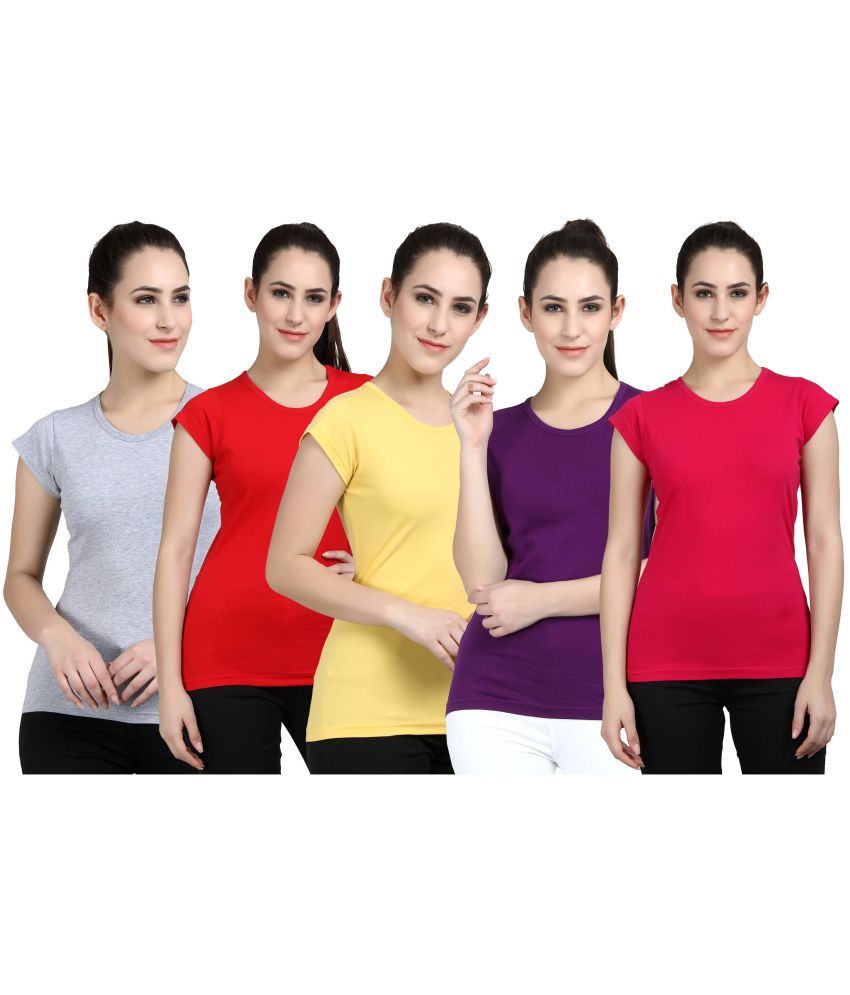     			Diaz - 100% Cotton Regular Multicolor Women's T-Shirt ( Pack of 5 )