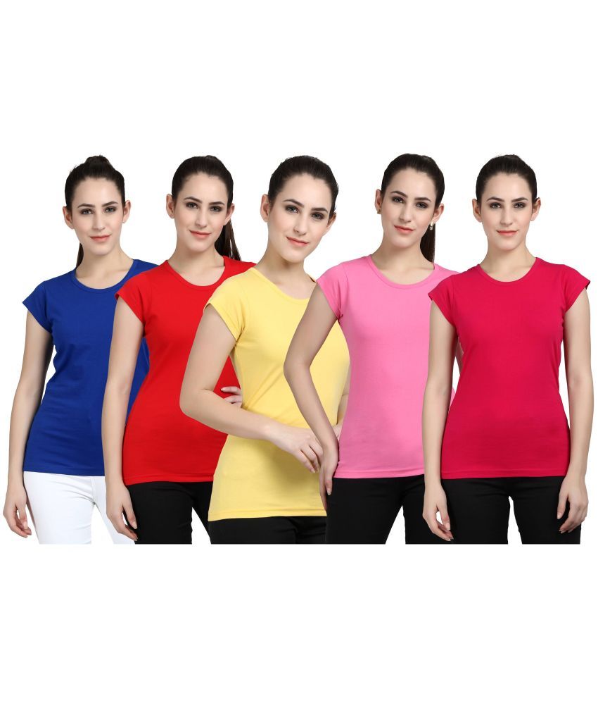     			Diaz - 100% Cotton Regular Multicolor Women's T-Shirt ( Pack of 5 )