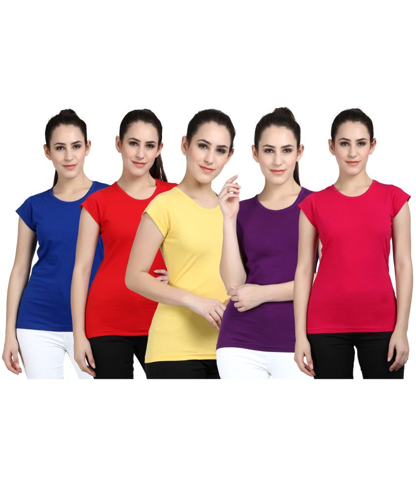     			Diaz - 100% Cotton Regular Multicolor Women's T-Shirt ( Pack of 5 )