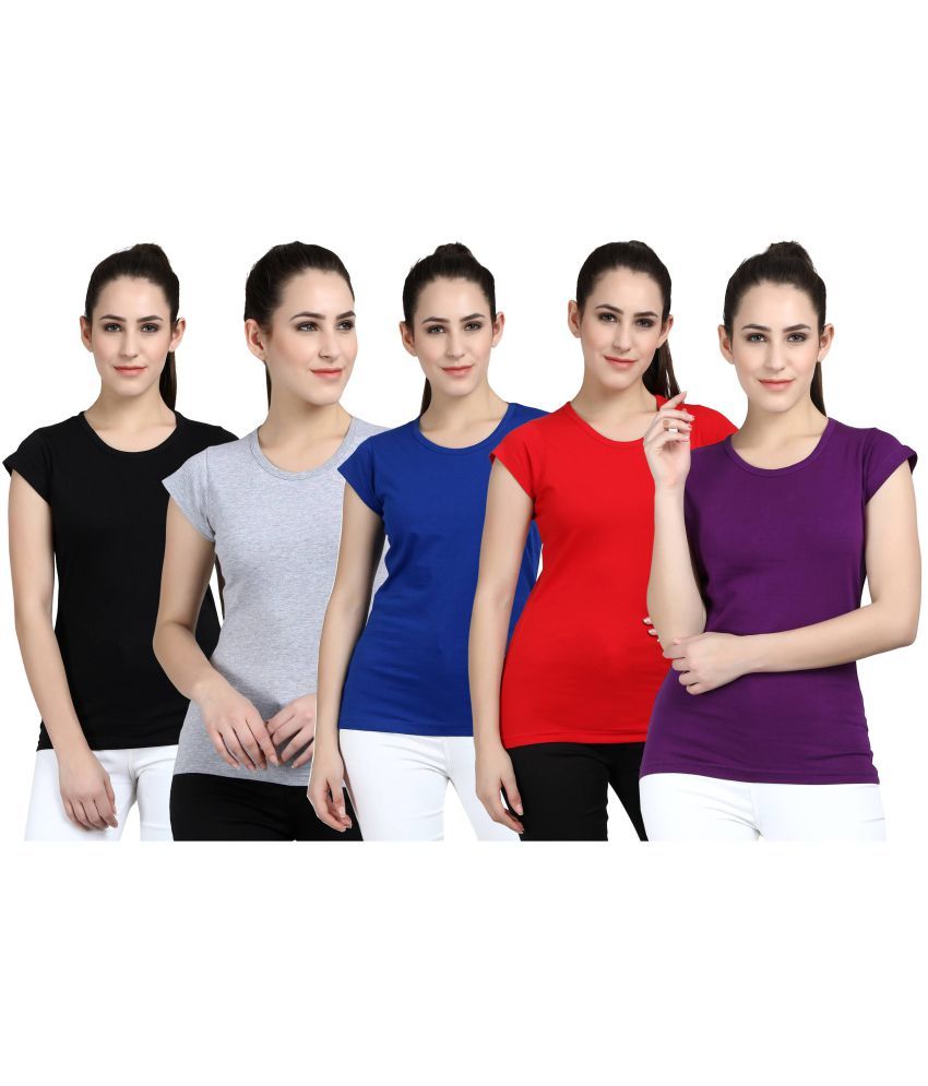     			Diaz - 100% Cotton Regular Multicolor Women's T-Shirt ( Pack of 5 )