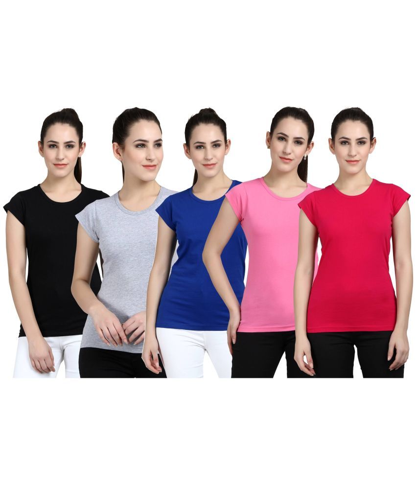     			Diaz - 100% Cotton Regular Multicolor Women's T-Shirt ( Pack of 5 )