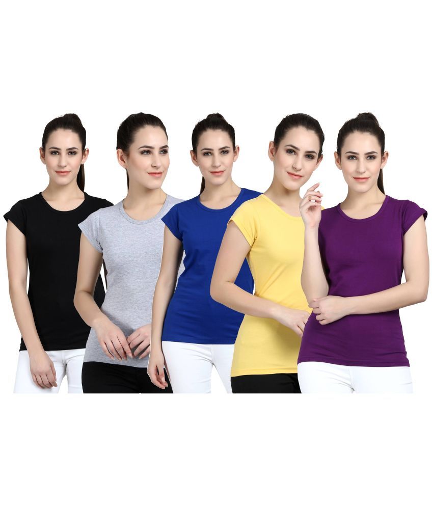     			Diaz - 100% Cotton Regular Multicolor Women's T-Shirt ( Pack of 5 )