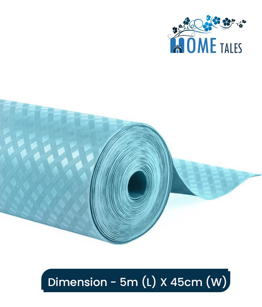     			HOMETALES Multipurpose ( 45 cm X 5 m) EVA Anti-Slip Mat Liners For Bathroom, Kitchen, Fridge & Table Mat -Blue (Checks Pattern)