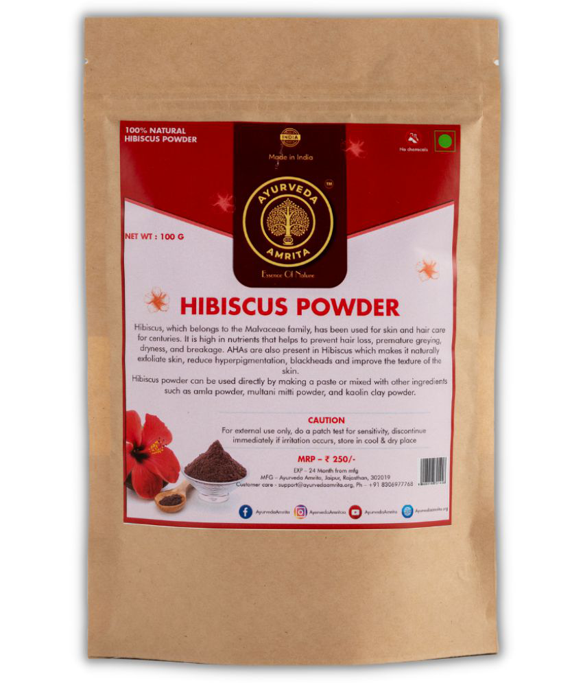 Ayurveda Amrita Pure, Natural & Organic Hibiscus Powder for Hair & Skin 100 Gram