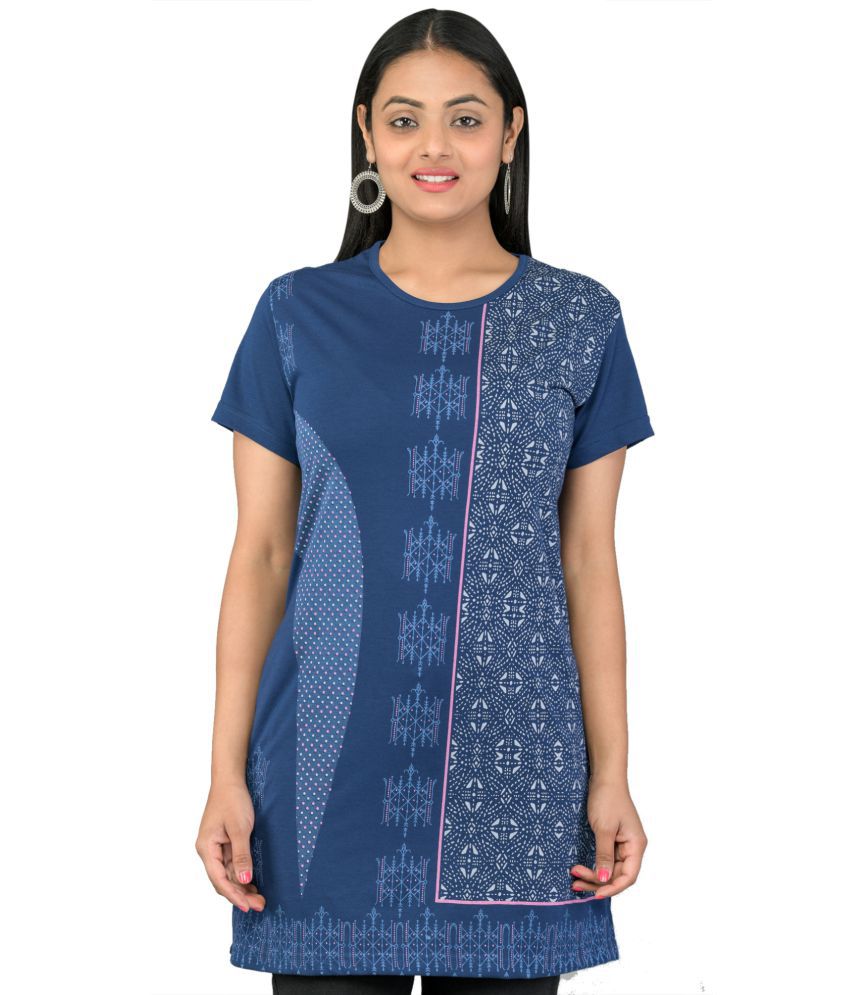     			Kaily - Blue Cotton Blend Women's Tunic ( Pack of 1 )