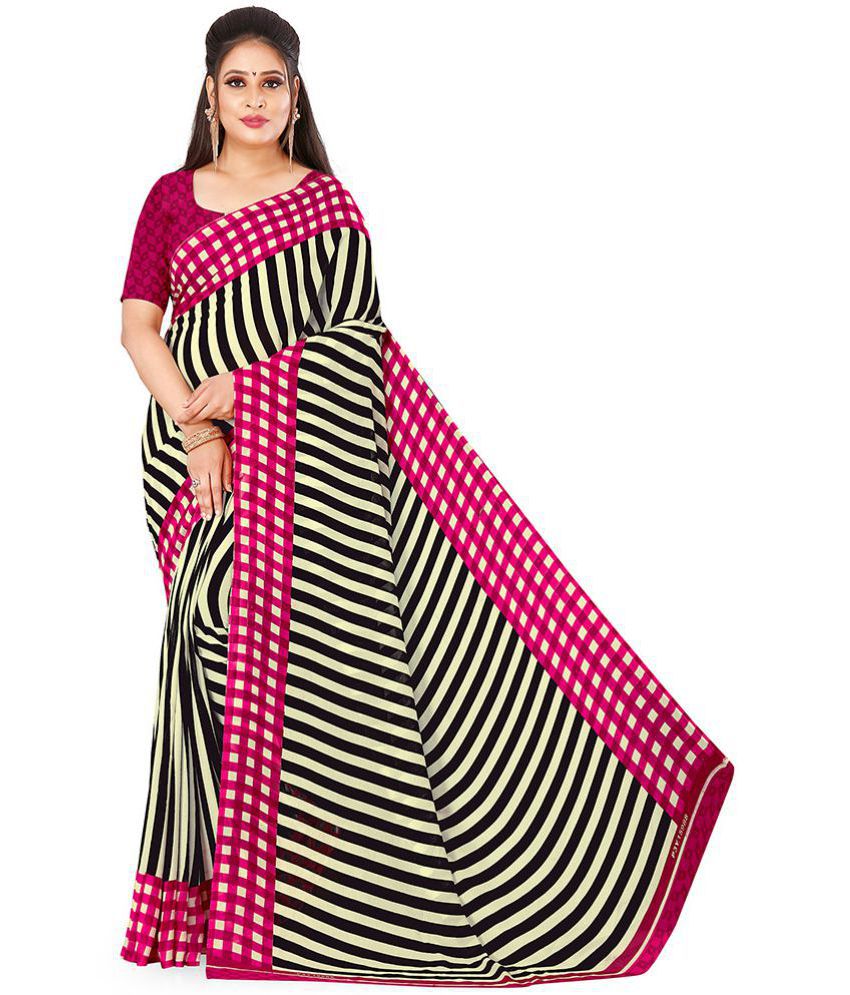 POSHYAA FASHION - Pink Georgette Saree With Blouse Piece ( Pack of 1 )