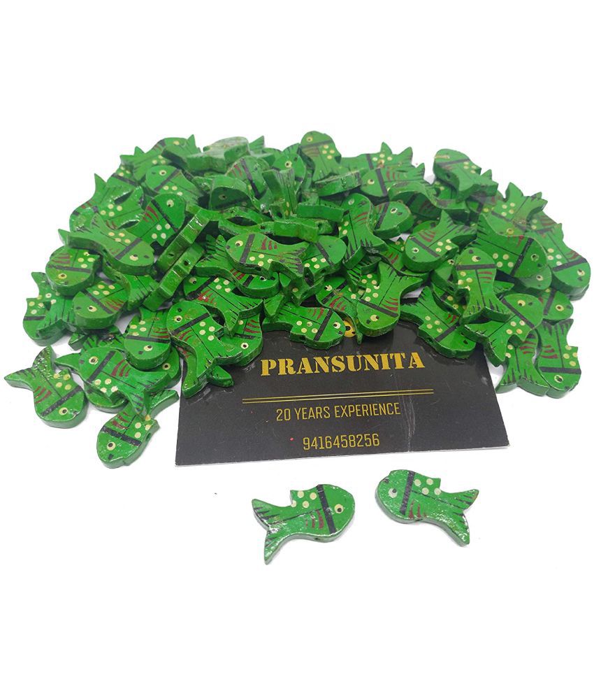     			PRANSUNITA Wooden Fish Beads Size – 2.5 cm, Used for Art and Crafts, Dresses, Beading, Pendant, Macrame, Jewellery Making, DIY Crafts & School Project etc Pack of 50