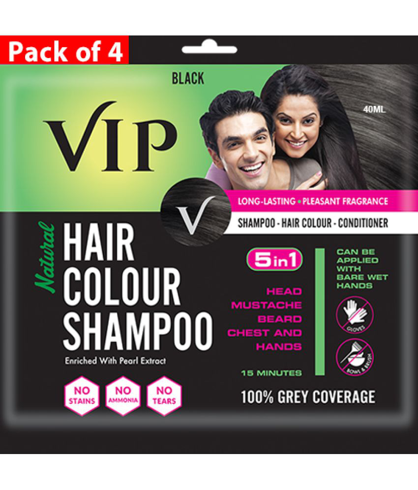 VIP Hair Colour Shampoo - Black Natural Permanent Hair Color 4