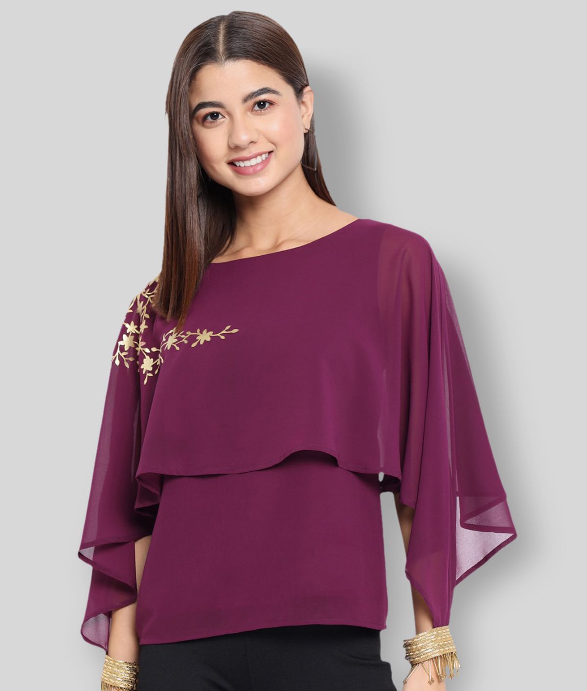 ALL WAYS YOU - Purple Polyester Women's Cape Top ( Pack of 1 )