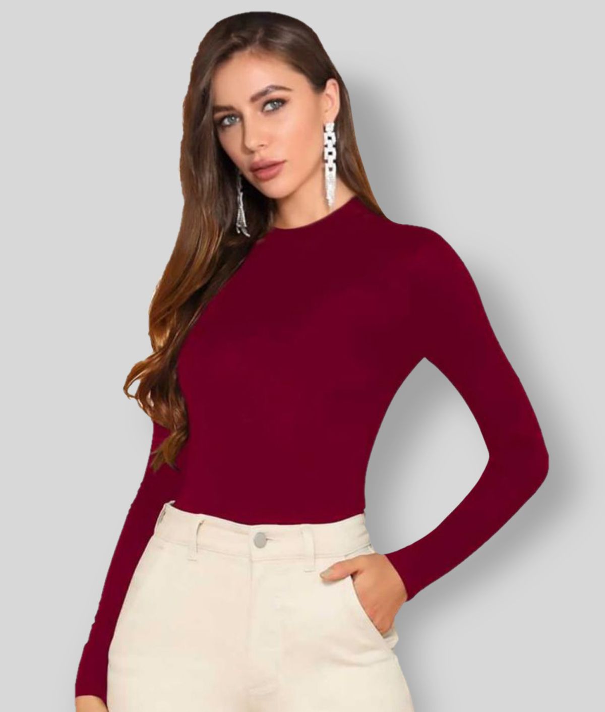     			Dream Beauty Fashion - Maroon Cotton Blend Women's Regular Top ( Pack of 1 )