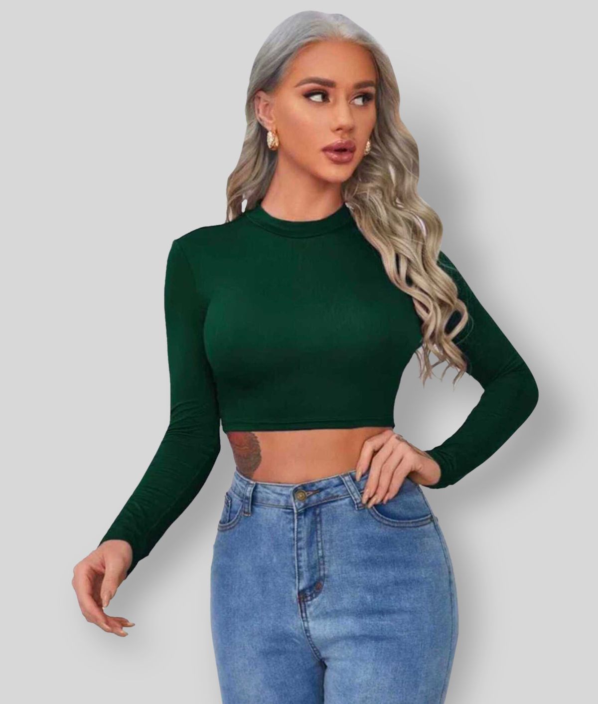     			Dream Beauty Fashion - Green Polyester Women's Crop Top ( Pack of 1 )