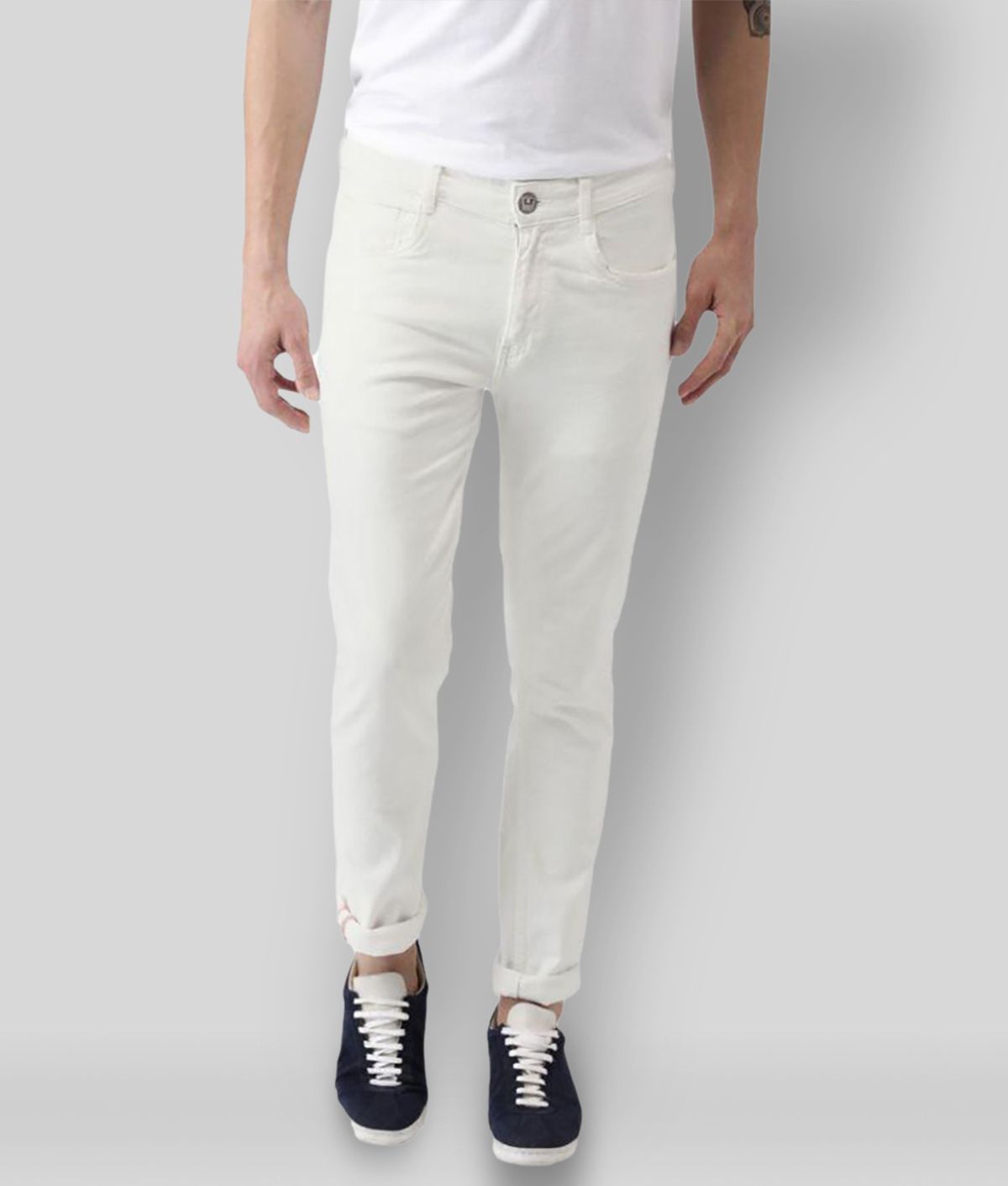     			HALOGEN - White Cotton Blend Slim Men's Jeans ( Pack of 1 )