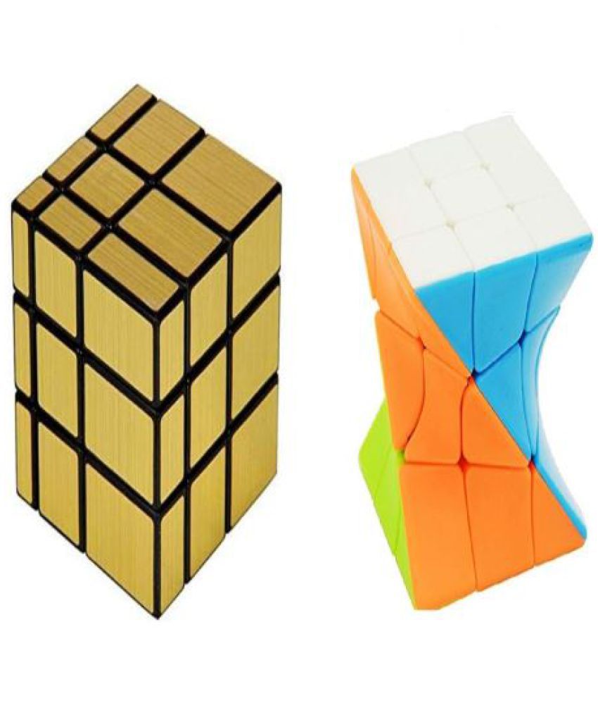 Tzoo Challenging High Speed Smooth Stickerless Twister Cube and 3x3x3 Gold Mirror Cube (2 Pieces)