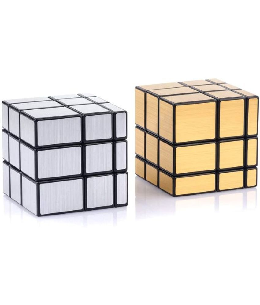 Tzoo Mirror Cube Set, Mirror Blocks 3x3x3 Mirror Speed Cube Set Bundle Mirrored Cube Pack Puzzle Toys (Silver &Gold Mirror)- Pack of 2