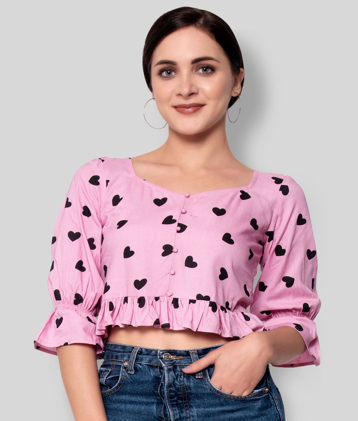     			GOD BLESS - Pink Rayon Women's Crop Top ( Pack of 1 )