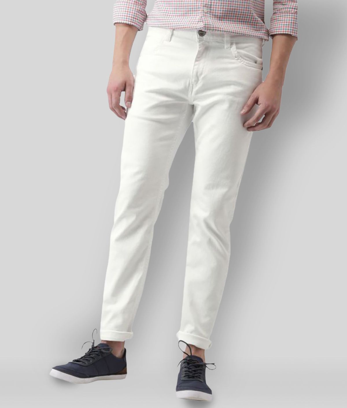     			HALOGEN - White Denim Skinny Fit Men's Jeans ( Pack of 1 )