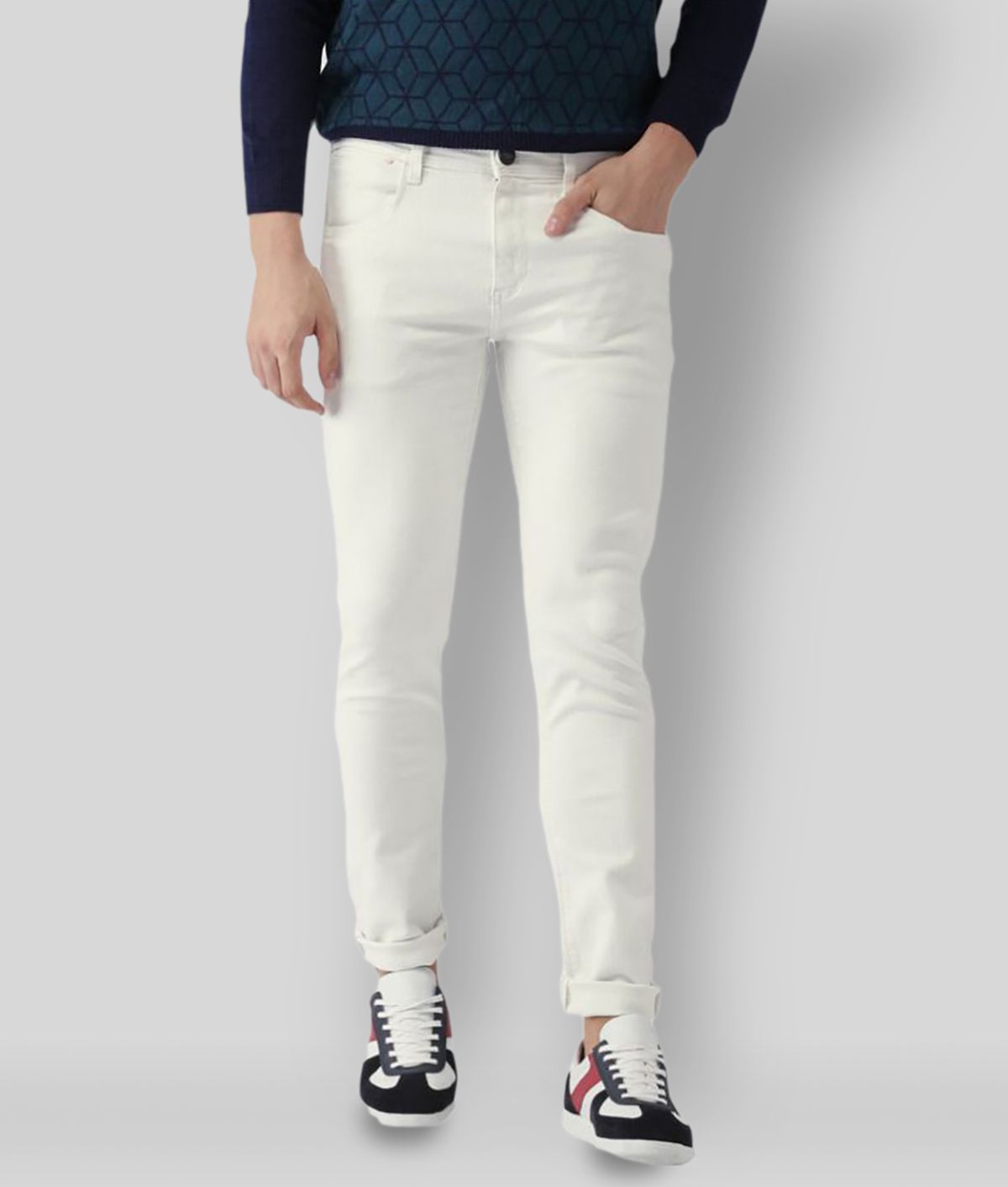     			HALOGEN - White Cotton Blend Skinny Men's Jeans ( Pack of 1 )