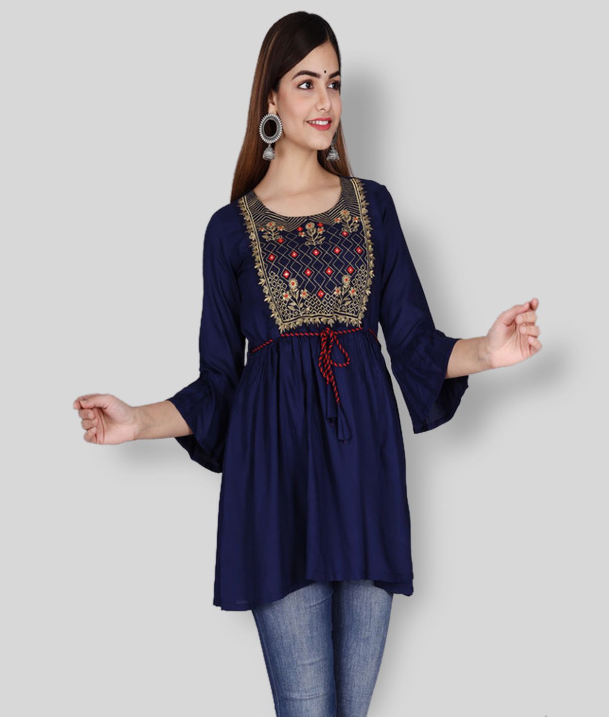 NYPA - Navy Blue Rayon Women's Tunic ( Pack of 1 )