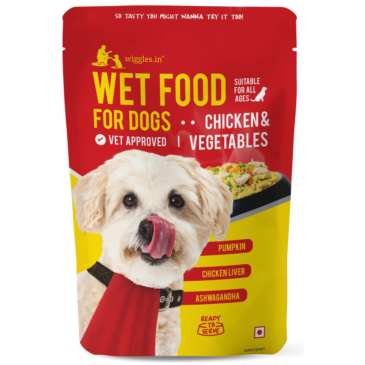 Wiggles Wet Dog Food, 900g - Chicken Vegetable Gravy Puppy Adult Senior Pets (Pack of 6)