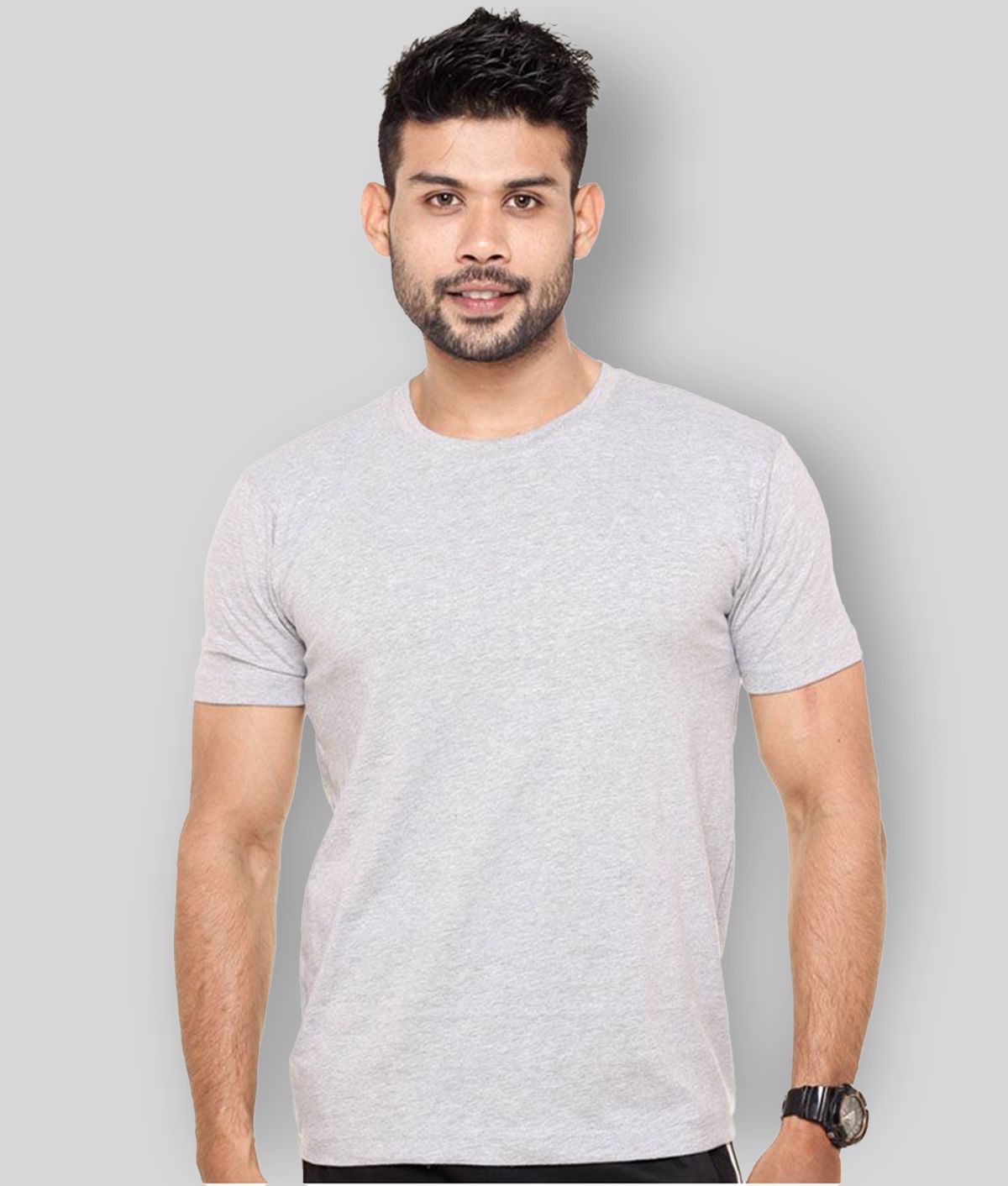     			FLEXIMAA - Grey Cotton Regular Fit Men's T-Shirt ( Pack of 1 )