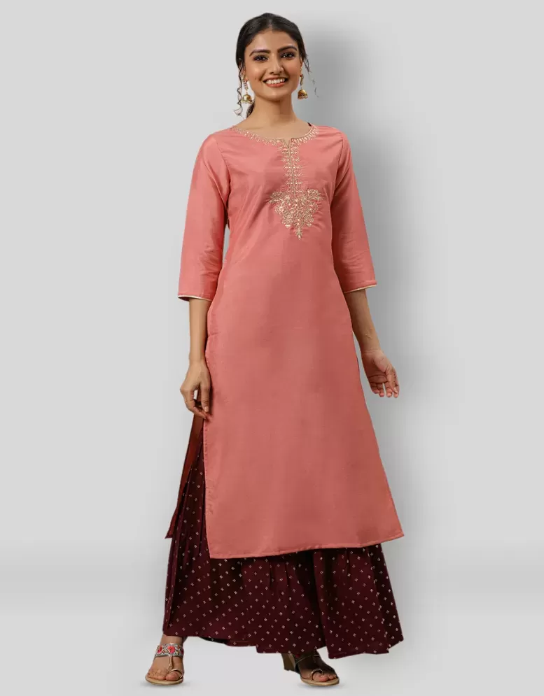 Ishin Cotton Kurti With Palazzo  Stitched Suit  Buy Ishin Cotton Kurti  With Palazzo  Stitched Suit Online at Low Price  Snapdealcom