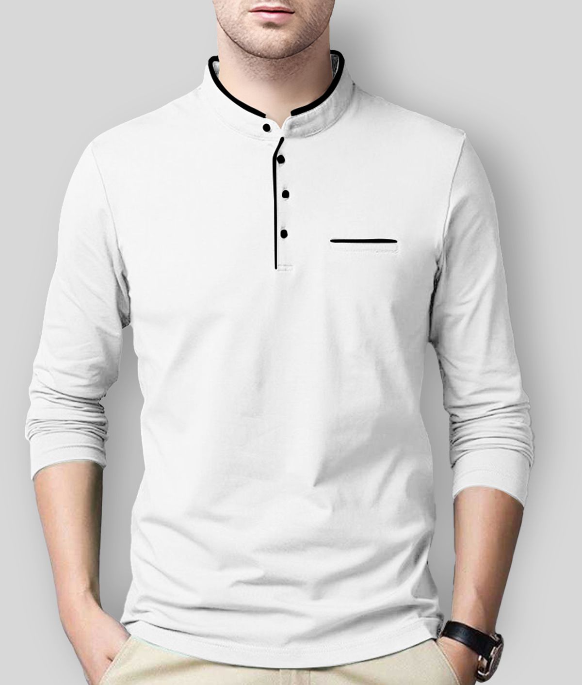     			AUSK - White Cotton Blend Regular Fit Men's T-Shirt ( Pack of 1 )