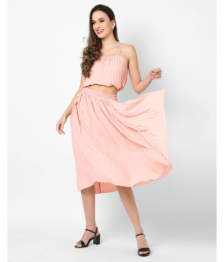     			Campus Sutra - Pink Crepe Women's Fit And Flare Dress ( Pack of 1 )