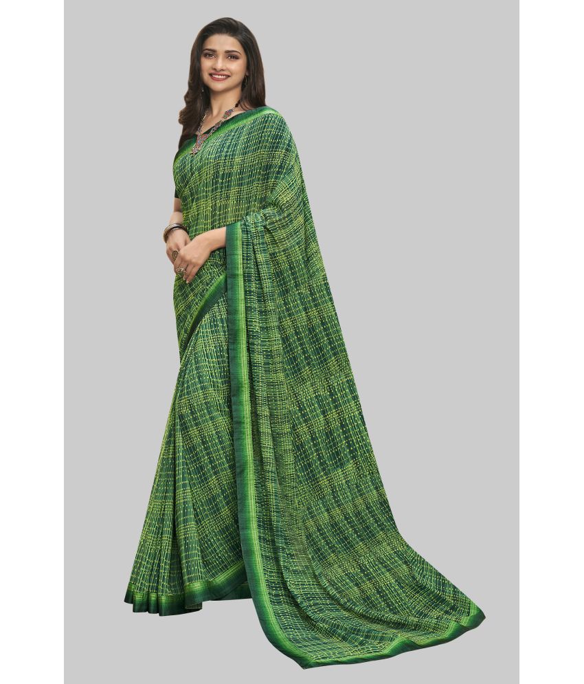     			Gazal Fashions - Green Chiffon Saree With Blouse Piece ( Pack of 1 )